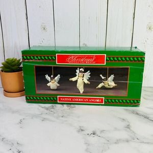 Vintage Christmas House Of Lloyd Native American Indian Angel 3 pc Ornament 1993